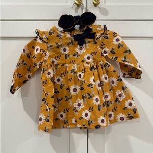 Mud Pie Mustard Floral Kids Dress